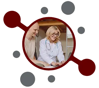 Circular graphic illustrating streamlined oncology billing solutions and cancer care revenue cycle management.