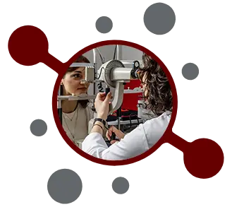 Circular icon representing ophthalmology medical billing and eye care coding solutions.