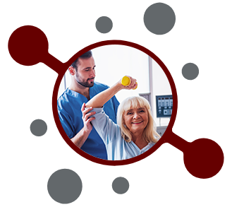 Physical therapy session with elderly woman